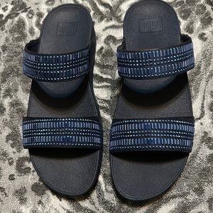 Fitflop Incastone Slide Navy sandals, Size 10, Worn Twice, No Box, No trade!